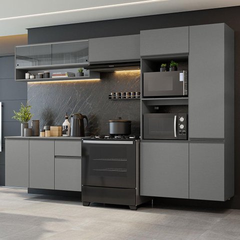 Armário de Cozinha Completa 300cm Suspenso Nice Madesa 07