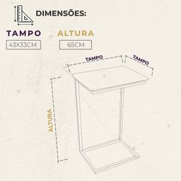 Mesa de Apoio Lateral Base de Metal - 4