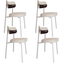 Ver imagem 1 de Kit 04 Cadeiras Estofada para Sala de Jantar Astrid Branco C01 Linho Palha Courino Café - Lyam Decor