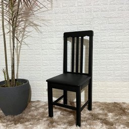 Cadeira Fixa Estofada Colonial Madeira Maciça:preto - 2