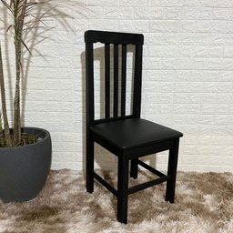 Cadeira Fixa Estofada Colonial Madeira Maciça:preto - 3