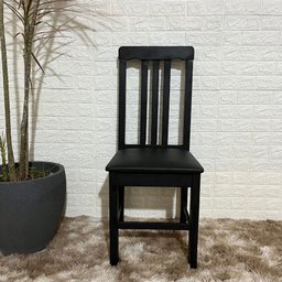Cadeira Fixa Estofada Colonial Madeira Maciça:preto - 1