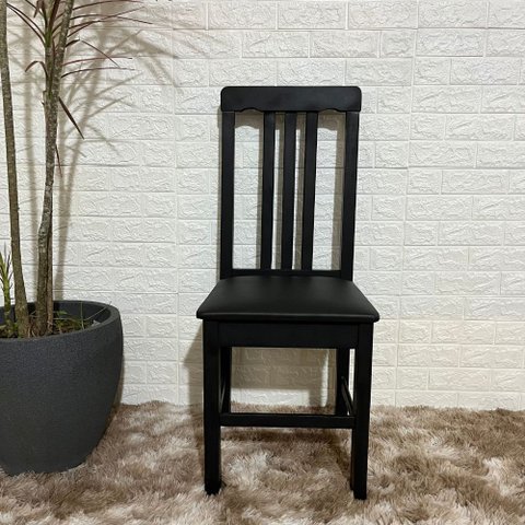 Cadeira Fixa Estofada Colonial Madeira Maciça:preto