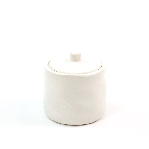 Porta Objetos com Tampa de Ceramica Organico Branco Oikos