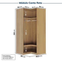 Guarda-roupa Modulado de Canto 10 Peças 18 Portas Jade Cabecasa Madeiramadeira - 14