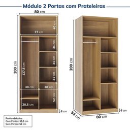 Guarda-roupa Modulado de Canto 10 Peças 18 Portas Jade Cabecasa Madeiramadeira - 12