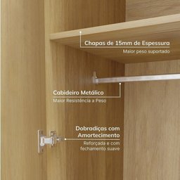 Guarda-roupa Modulado 3 Peças 6 Portas Jade Cabecasa Madeiramadeira - 7