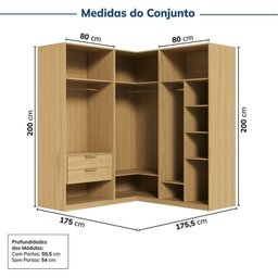 Guarda-roupa Modulado 3 Peças 6 Portas Jade Cabecasa Madeiramadeira - 3