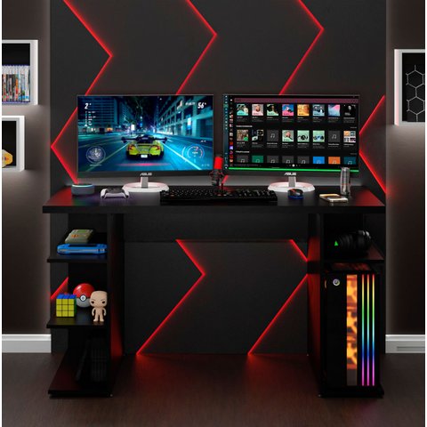 Mesa para Computador Escrivaninha Gamer Mdp 135x60 Netmobil - Preto