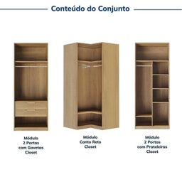Guarda-roupa Modulado 3 Peças sem Portas Jade CabeCasa MadeiraMadeira - 4