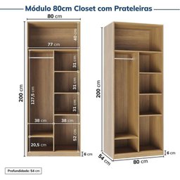 Guarda-roupa Modulado 3 Peças sem Portas Jade CabeCasa MadeiraMadeira - 9