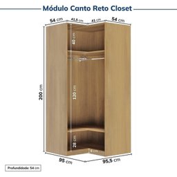 Guarda-roupa Modulado 3 Peças sem Portas Jade CabeCasa MadeiraMadeira - 11