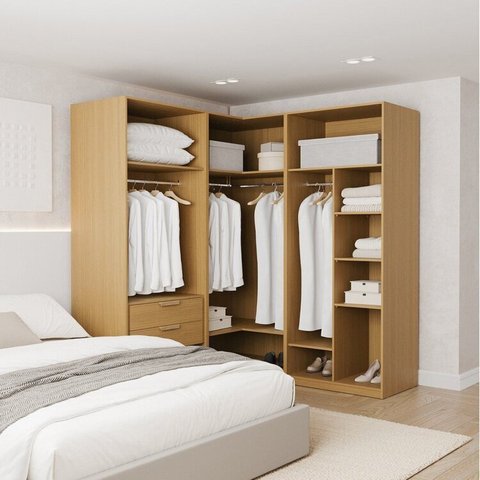 Guarda-Roupa Modulado 3 Peças sem Portas Jade CabeCasa MadeiraOriginals Amarelo/Avelã