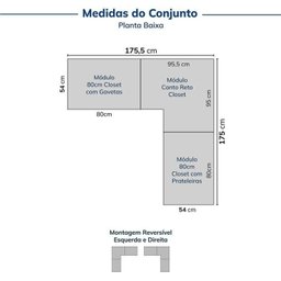 Guarda-roupa Modulado 3 Peças sem Portas Jade CabeCasa MadeiraMadeira - 2