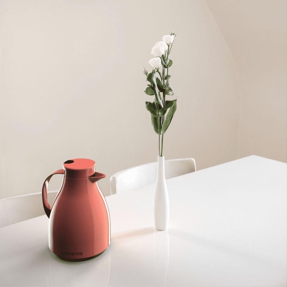 Garrafa Térmica de Mesa Paris Rosa 1l Bule Gatilho Chá Café - 2