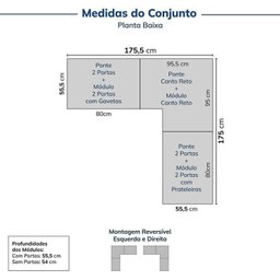 Guarda-roupa Modulado 6 Peças 12 Portas Jade Cabecasa Madeiramadeira - 2