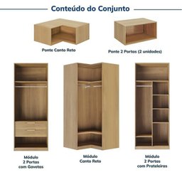 Guarda-roupa Modulado 6 Peças 12 Portas Jade Cabecasa Madeiramadeira - 4