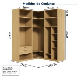 Guarda-roupa Modulado 6 Peças 12 Portas Jade Cabecasa Madeiramadeira - 3