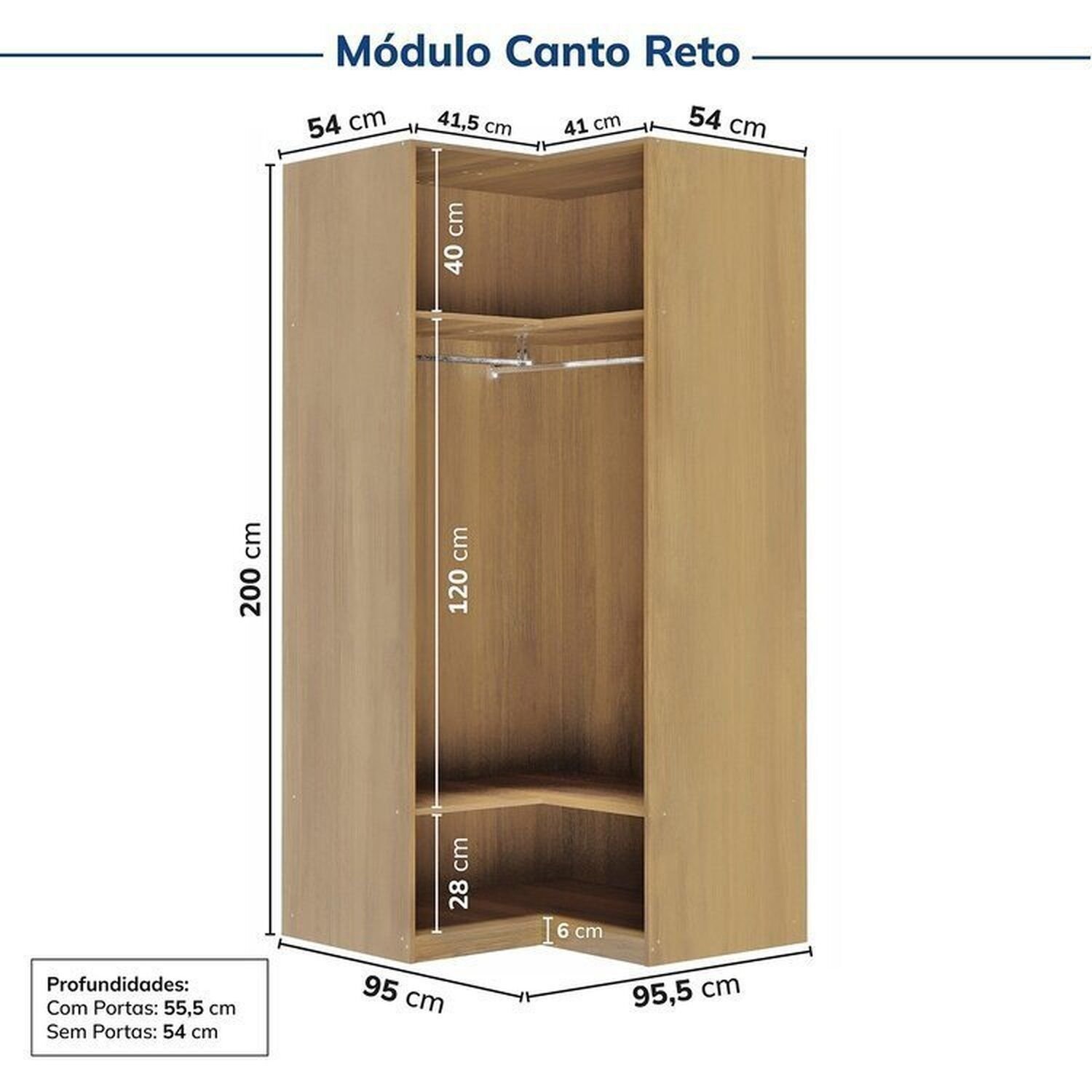 Guarda-roupa Modulado 6 Peças 12 Portas Jade Cabecasa Madeiramadeira - 13