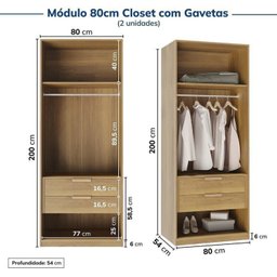 Guarda-roupa Modulado 3 Peças sem Portas Jade CabeCasa MadeiraMadeira - 9