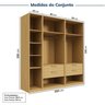 Guarda-roupa Modulado 3 Peças 5 Portas Jade CabeCasa MadeiraOriginals - 3