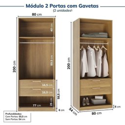 Guarda-roupa Modulado 3 Peças 5 Portas Jade Cabecasa Madeiramadeira - 9