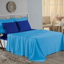 Ver imagem 1 de Jogo de Cama Casal Viúva Nobre 4 Peças Malha 100% Algodão - Turquesa / Royal