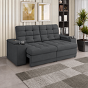 Ver imagem 1 de Sofá Confort Premium 2,05m Assento Retrátil e Reclinável Porta Copos e USB Suede Cinza - Xflex