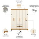 Ver imagem 3 de Guarda Roupa Casal 154cm 6 Portas Lipion Cinamomo/Off a02 - Mpozenato