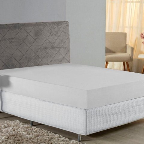 Lençol com Elástico Casal Nobre Viúva 1 Peça 30cm de Altura Malha 100% Algodão - Branco