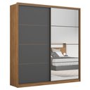 Ver imagem 1 de Guarda Roupa Casal 2 Portas 1 com Espelho 3 Gavetas Belga D02 Amendola/Grafito - Mpozenato
