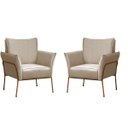 Ver imagem 1 de 02 Poltrona para Sala Decorativa Lotus Bronze Assento Veludo Bege - Iben Móveis