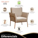 Ver imagem 4 de 02 Poltrona para Sala Decorativa Lotus Bronze Assento Veludo Bege - Iben Móveis