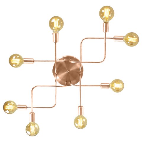 Lustre Plafon Hashtag Cobre De 8 Braços