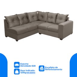Sofá de Canto Califórnia Espuma Densidade D28, 1,66x1,83 Metros, 4 Lugares, com Molas Espirais, Capu - 4
