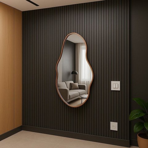 Espelho Milos - Linha Couro - - Caramelo - 100x70 - com LED