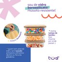 Ver imagem 5 de Kit 3 Potes de Vidro 800ml Tampa de Bambu Hermético Marmita Retangulares - Tud