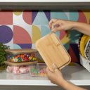 Ver mais imagens de Kit 3 Potes de Vidro 800ml Tampa de Bambu Hermético Marmita Retangulares - Tud