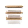 Kit 3 Potes de Vidro 800ml Tampa de Bambu Hermético Marmita Retangulares - Tud - 3