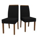 Ver imagem 2 de Conjunto Com 2 Cadeiras Para Sala de Jantar Estofadas Isis Madeira Maciça Amendoa Suede Preto VL07 N