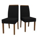 Ver imagem 1 de Conjunto Com 2 Cadeiras Para Sala de Jantar Estofadas Isis Madeira Maciça Amendoa Suede Preto VL07 N
