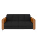 Ver imagem 4 de Sofá Living Decorativo Houston 2 Lugares 180cm Pés em Metal Veludo/ Pu Preto/ Caramelo G33 - Gran Be