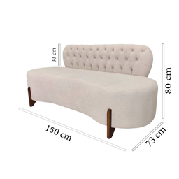 Sofá 2 Lugares Orgânico Curvo Tókio 150cm Couro Bege - 7