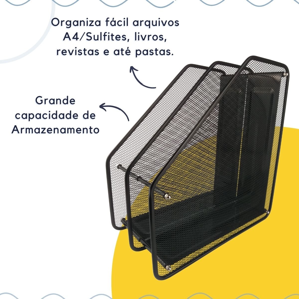 Organizador Porta Arquivo Duplo Pasta, Revista e Documento Preto - 2