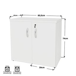 Kit 2 Peças com Balcão para Atendimento Recepção Consultório e Armário Multiuso Baixo - 8