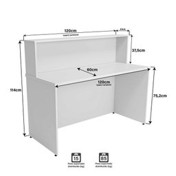 Kit 2 Peças com Balcão para Atendimento Recepção Consultório e Armário Multiuso Baixo - 7