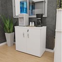 Ver imagem 3 de Kit 2 Peças com Balcão para Atendimento Recepção Consultório e Armário Multiuso Baixo