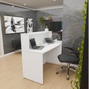 Ver imagem 2 de Kit 2 Peças com Balcão para Atendimento Recepção Consultório e Armário Multiuso Baixo Branco