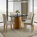 Ver imagem 1 de Conjunto Sala de Jantar Mesa 120cm Tampo Vidro/MDF Anne com 4 Cadeiras Amanda