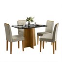 Ver imagem 2 de Conjunto Sala de Jantar Mesa 120cm Tampo Vidro/MDF Anne com 4 Cadeiras Amanda